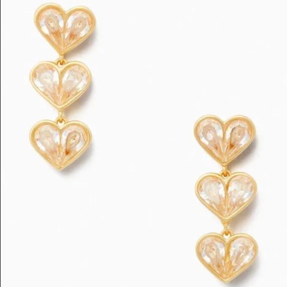 NWT KATE SPADE Rock Solid Stone Heart Linear Earrings K1